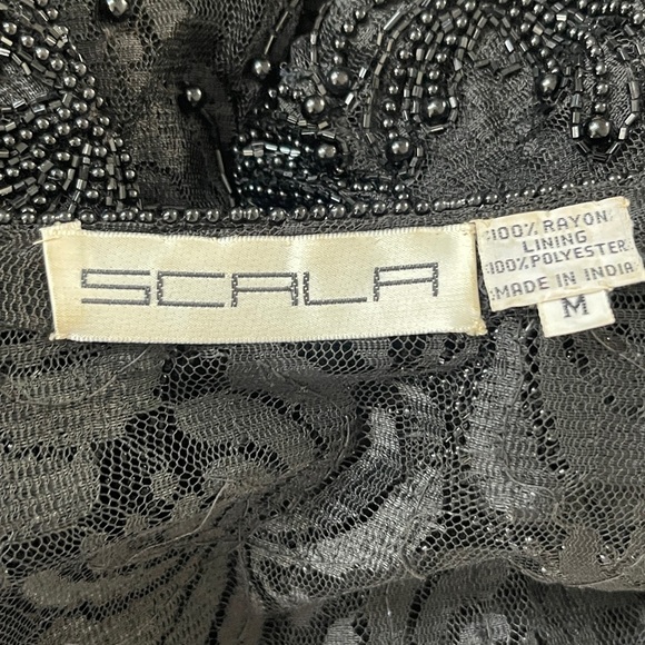 Vintage Scala 80s Beaded Lace Evening Jacket Black Gothic Fairycore M - Picture 7 of 7